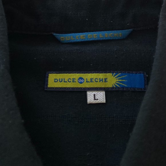 Dulce de Leche Black Leather Corded Shoulder Button Down Shirt Size L Large - Picture 8 of 9